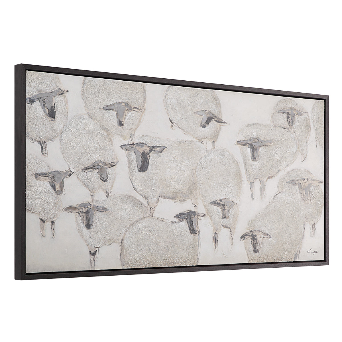 Shah 60" Wide Canvas Art with Wood Frame, Dark Grey-Canvas Prints-DECOROLALA