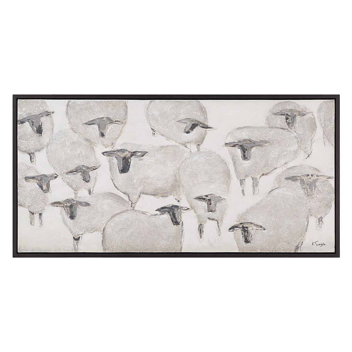 Shah 60" Wide Canvas Art with Wood Frame, Dark Grey-Canvas Prints-DECOROLALA