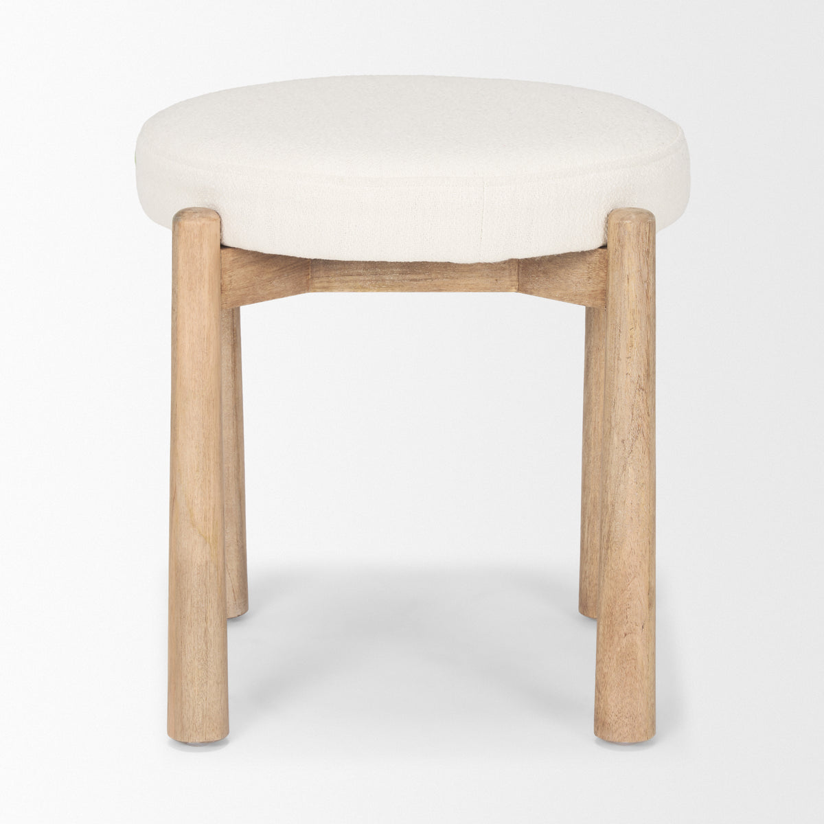 Shaiden Brown Wood w/ Cream Fabric Stool-Stools & Ottomans-DECOROLALA