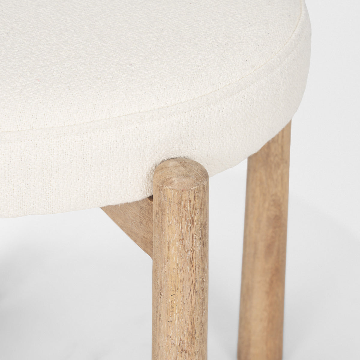 Shaiden Brown Wood w/ Cream Fabric Stool-Stools & Ottomans-DECOROLALA