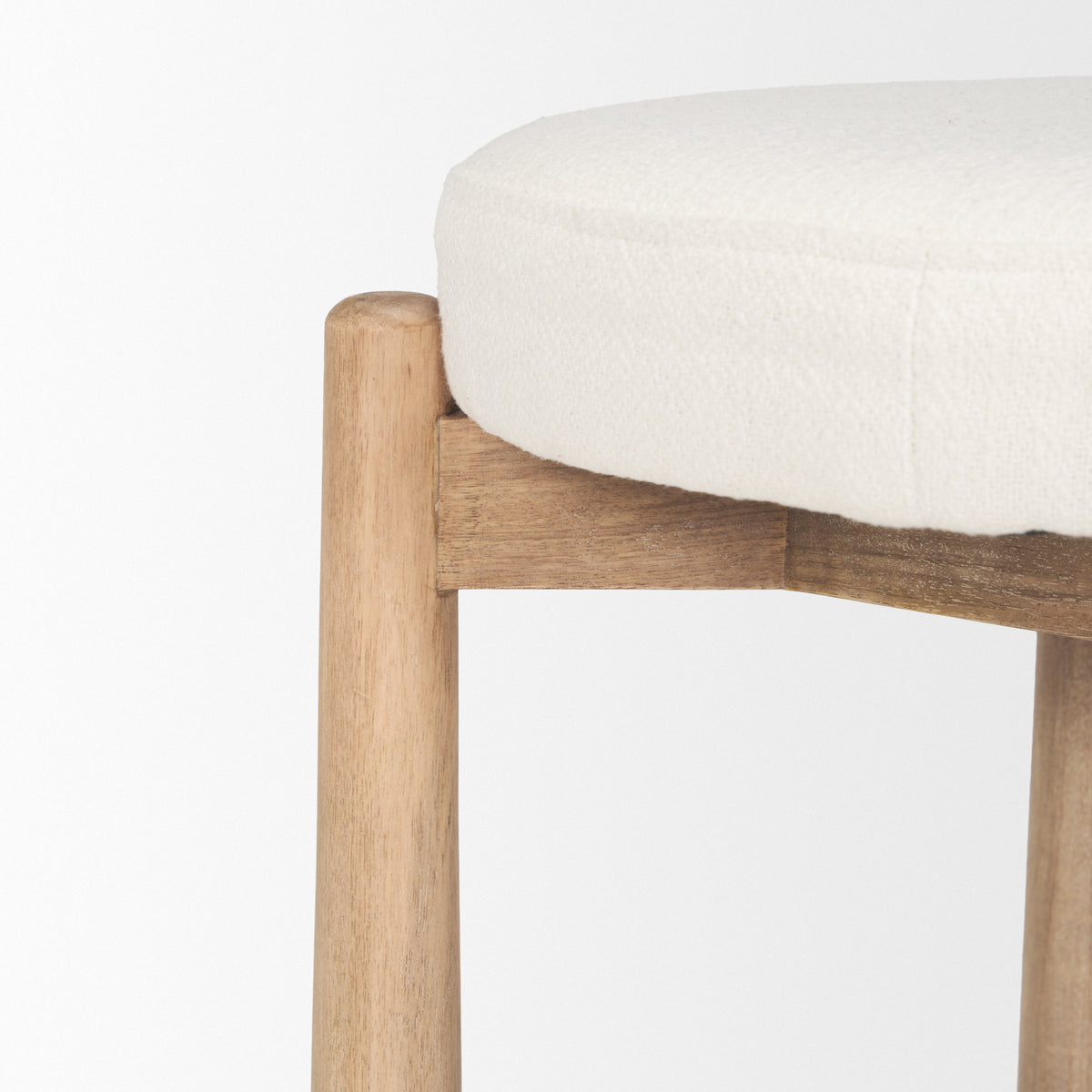 Shaiden Brown Wood w/ Cream Fabric Stool-Stools & Ottomans-DECOROLALA