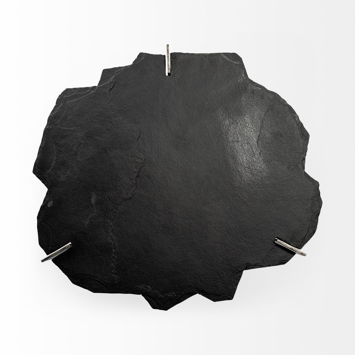 Shale 37" Irregular Live-Edge Black Slate w/Flat Iron Base Coffee Table-Coffee Tables-DECOROLALA