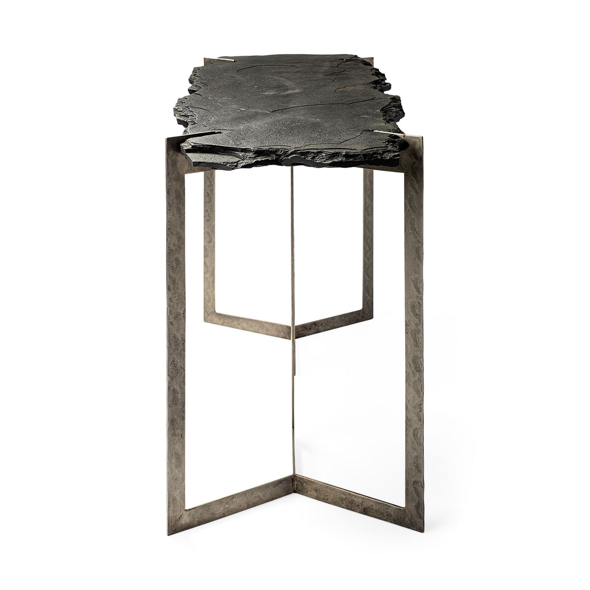 Shale III 50L x 20W Black Live-Edge Slate and Iron Console Table-Console Tables-DECOROLALA