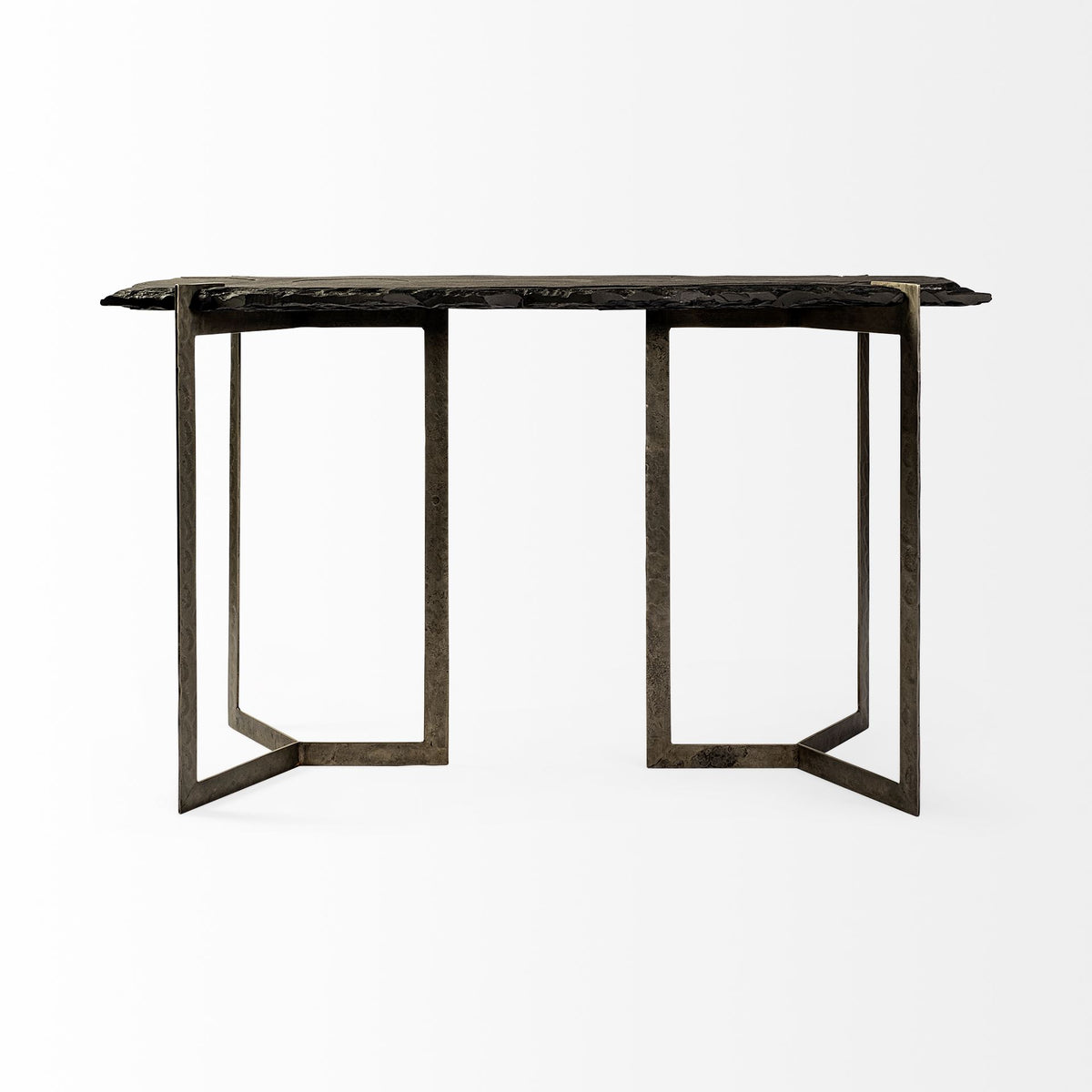 Shale III 50L x 20W Black Live-Edge Slate and Iron Console Table-Console Tables-DECOROLALA