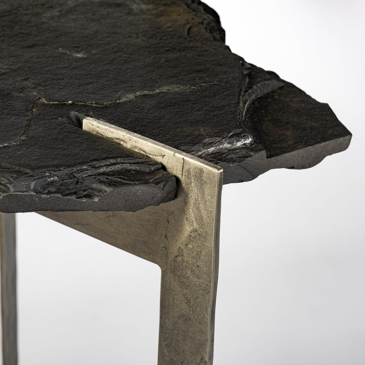 Shale III 50L x 20W Black Live-Edge Slate and Iron Console Table-Console Tables-DECOROLALA