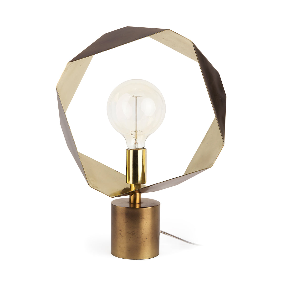 Shamir 15L x 15W Gold Geometric Metal Table Lamp-Table Lamps-DECOROLALA