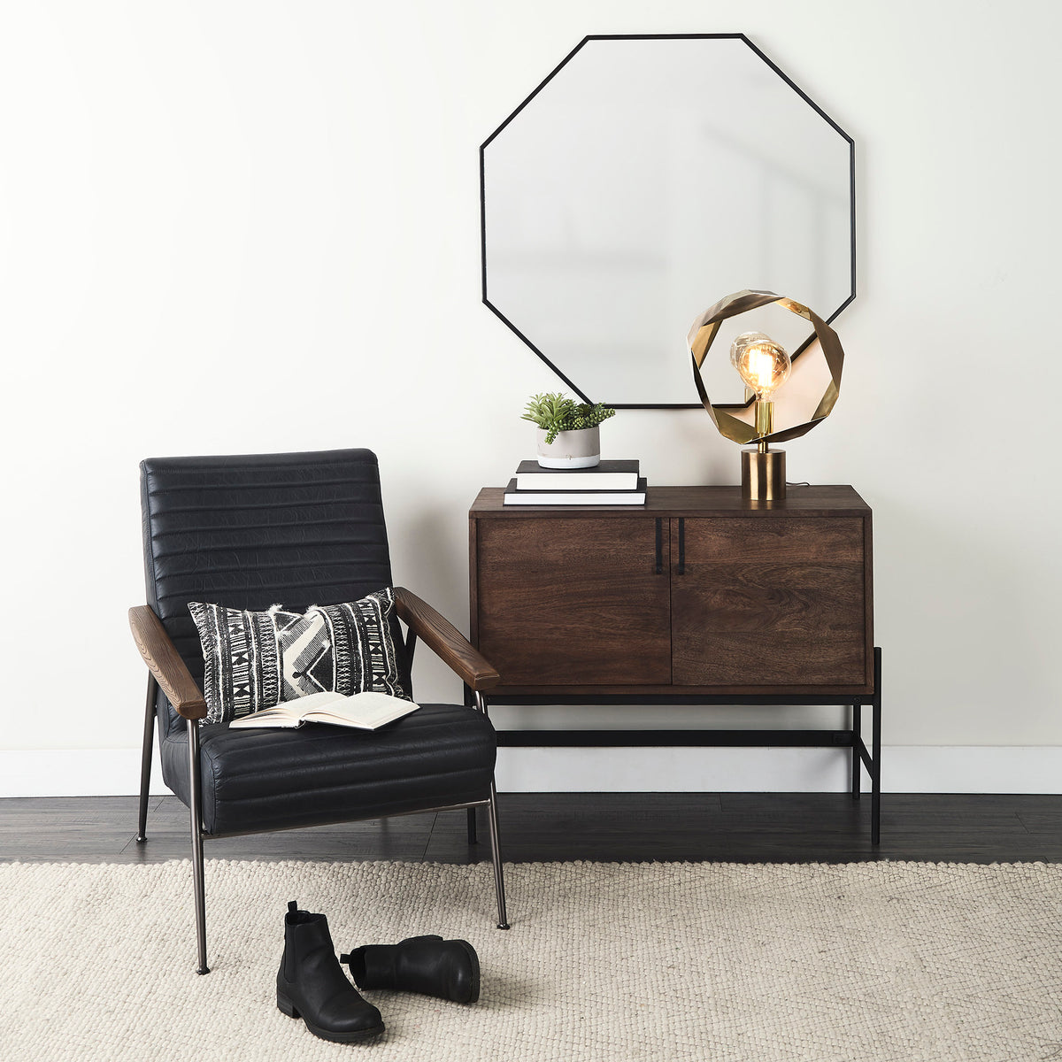 Shamir 15L x 15W Gold Geometric Metal Table Lamp-Table Lamps-DECOROLALA