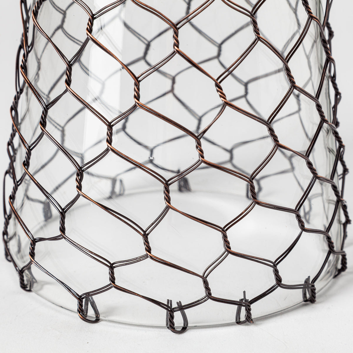 Shandra I Small Glass w/Metal Wire Snakeskin Pattern Table Candle Holder-Table Candle Holders-DECOROLALA