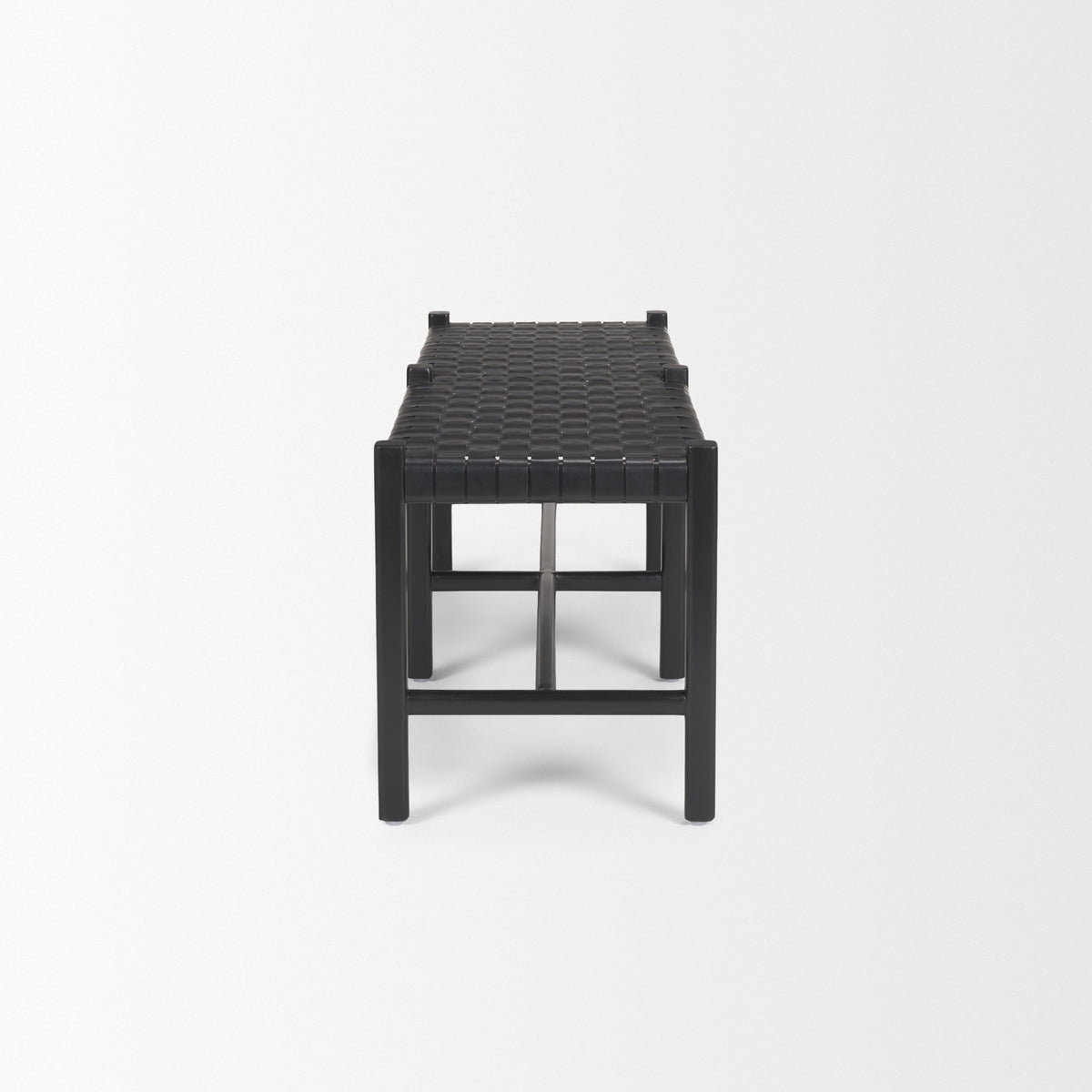 Shane Wood w/ Woven Leather Bench-Benches-DECOROLALA