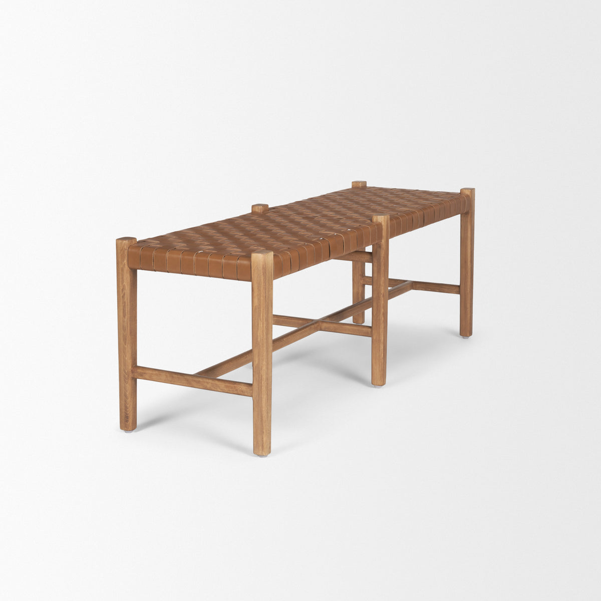 Shane Wood w/ Woven Leather Bench-Benches-DECOROLALA