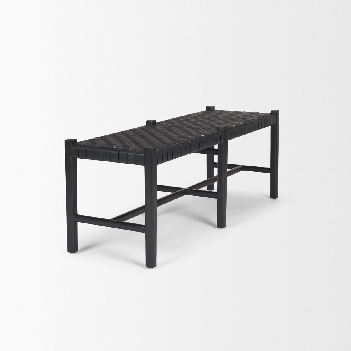 Shane Wood w/ Woven Leather Bench-Benches-DECOROLALA