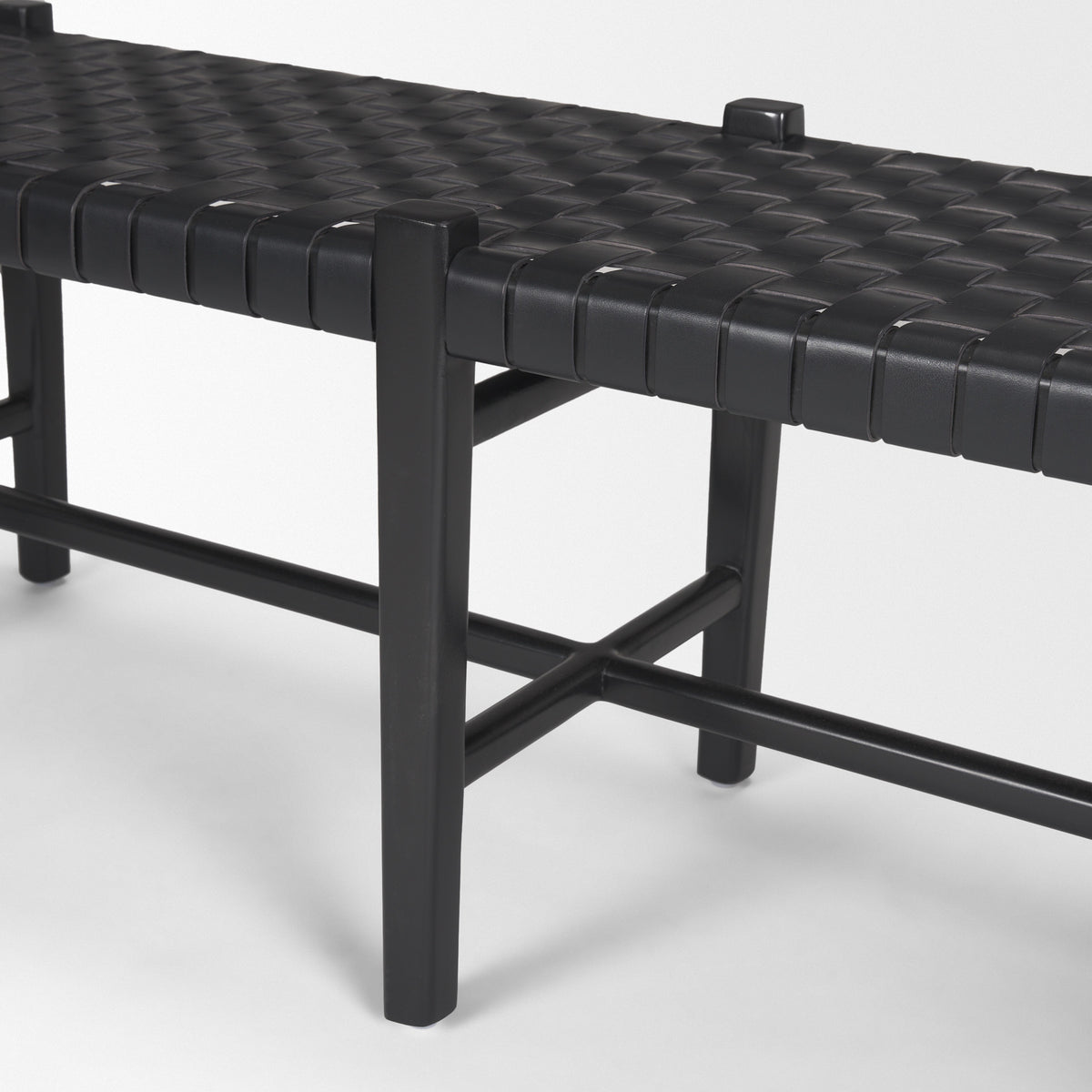 Shane Wood w/ Woven Leather Bench-Benches-DECOROLALA