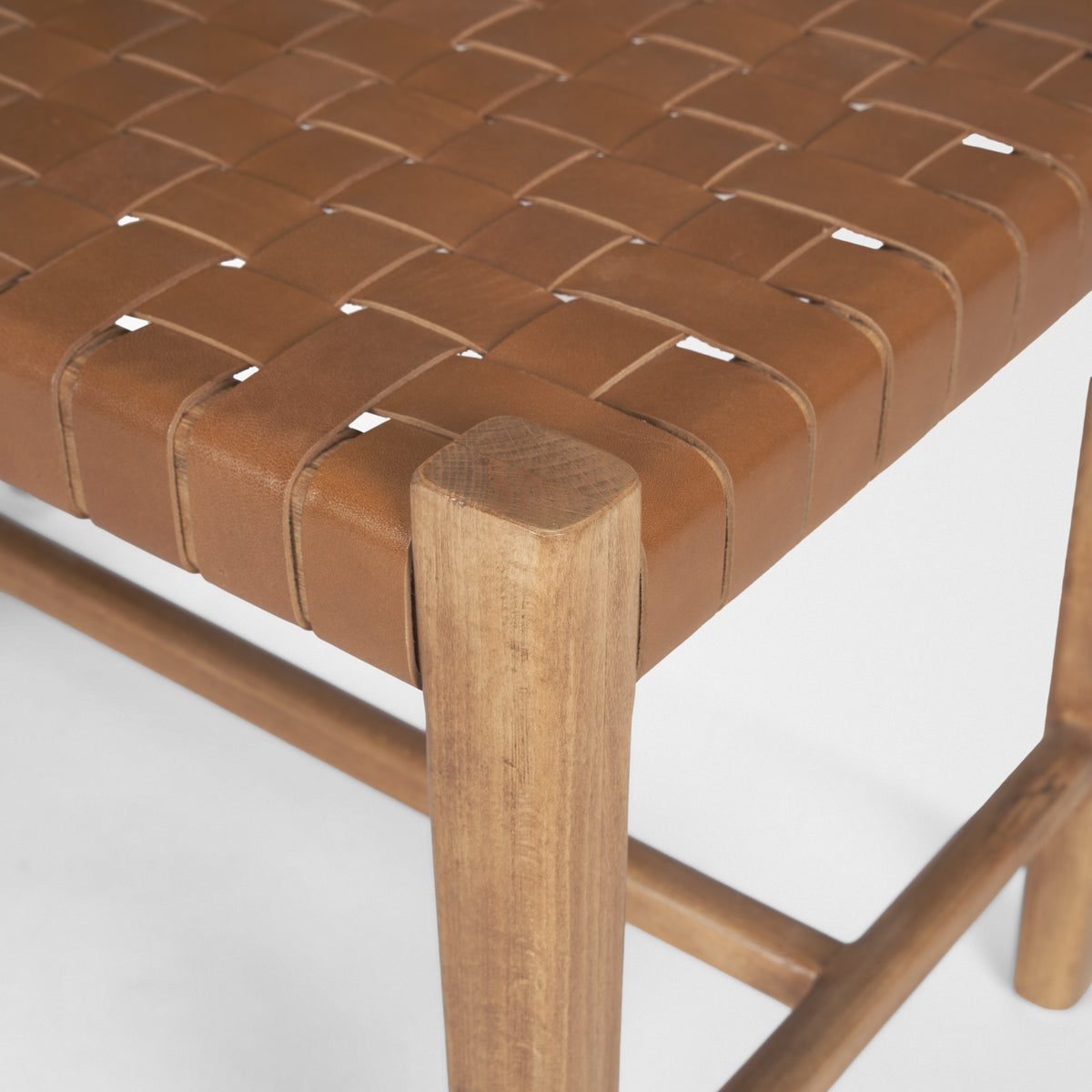 Shane Wood w/ Woven Leather Bench-Benches-DECOROLALA