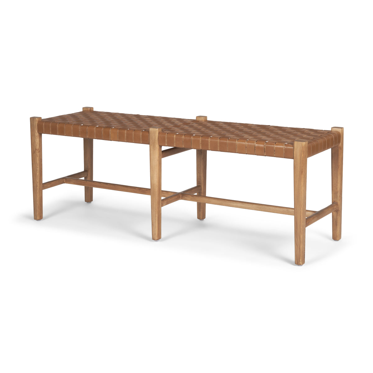 Shane Wood w/ Woven Leather Bench-Benches-DECOROLALA