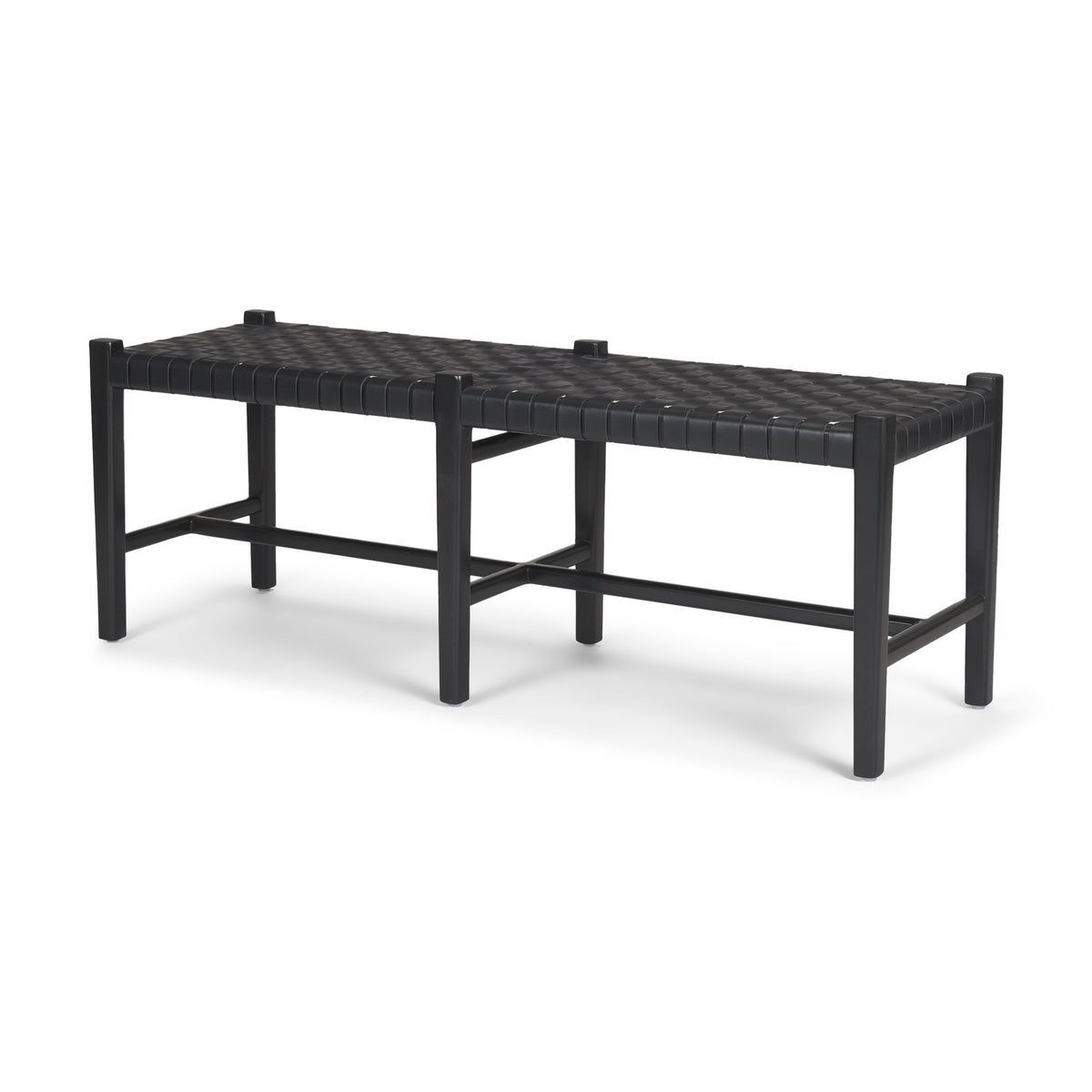 Shane Wood w/ Woven Leather Bench-Benches-DECOROLALA