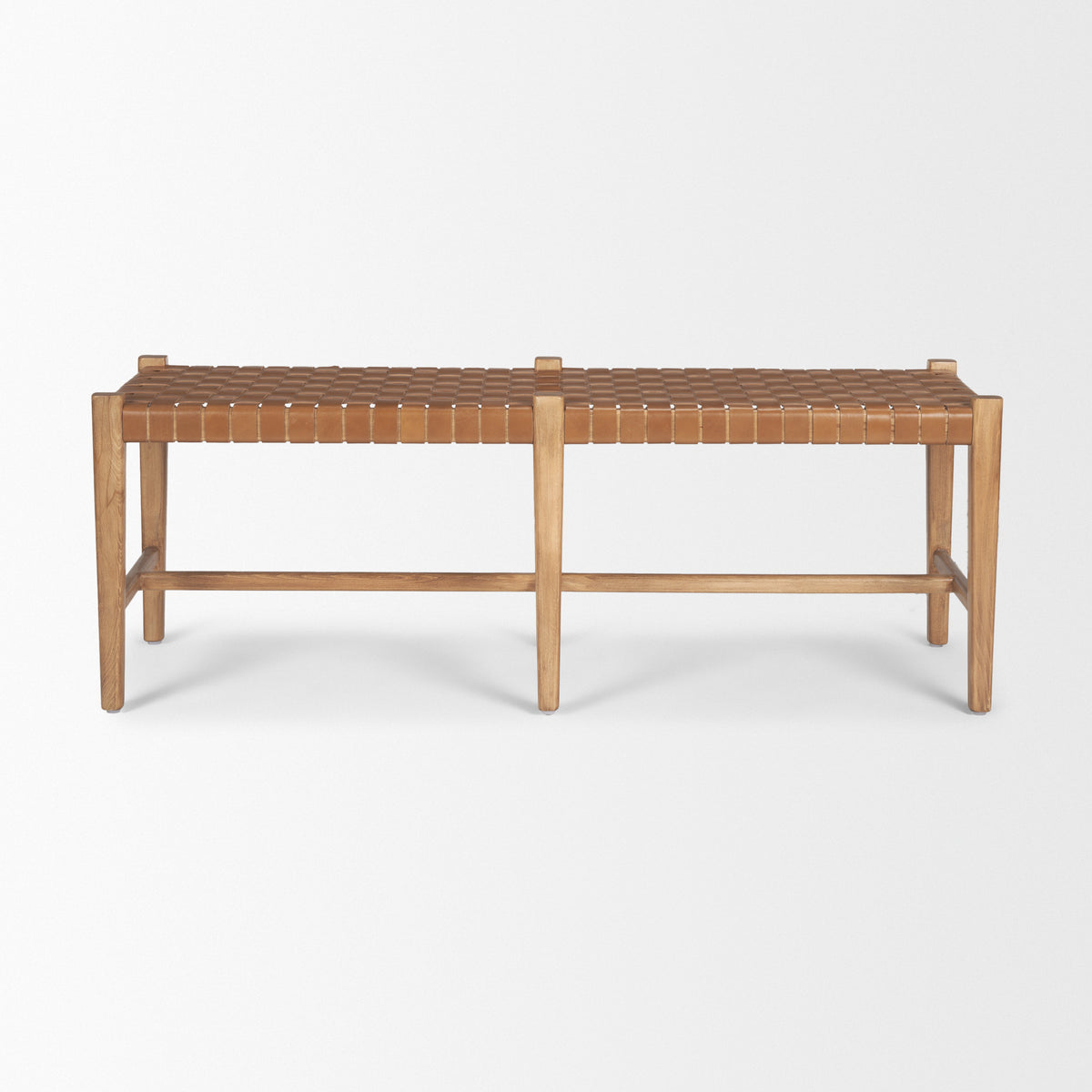 Shane Wood w/ Woven Leather Bench-Benches-DECOROLALA