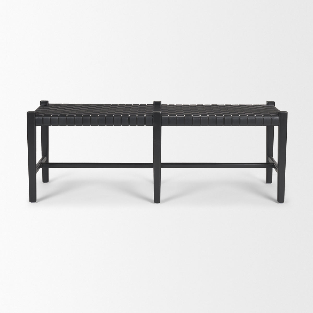 Shane Wood w/ Woven Leather Bench-Benches-DECOROLALA