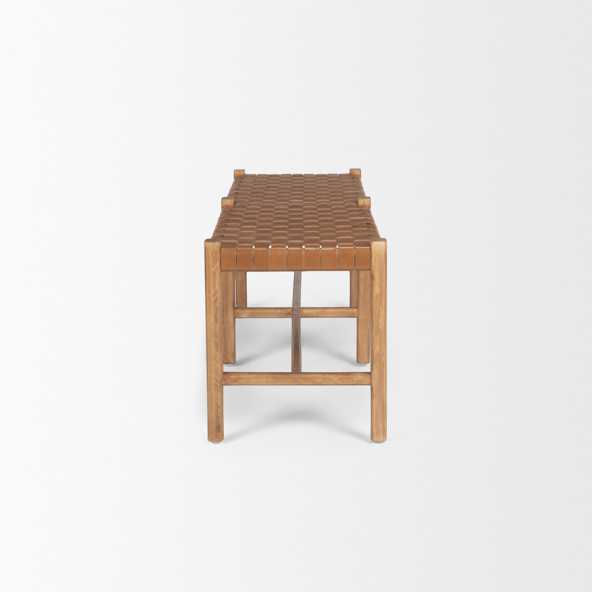 Shane Wood w/ Woven Leather Bench-Benches-DECOROLALA