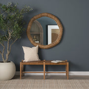 Shane Wood w/ Woven Leather Bench-Benches-DECOROLALA