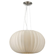 Shanghai 1-Light Brushed Nickel Pendant With Sheer Pearl Ribbon Shade-Pendants-Hanging Lights-DECOROLALA