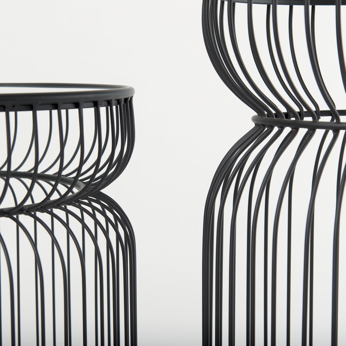 Shani Set of 2 Round, Metal w/ Glass Accent Tables-Accent Tables-DECOROLALA