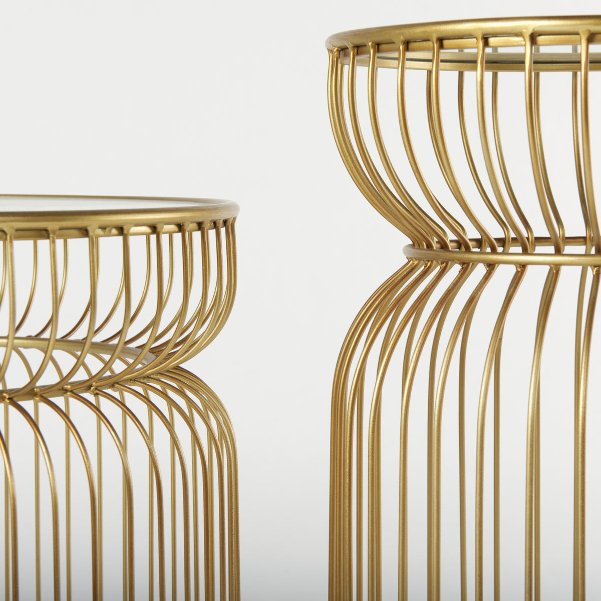 Shani Set of 2 Round, Metal w/ Glass Accent Tables-Accent Tables-DECOROLALA