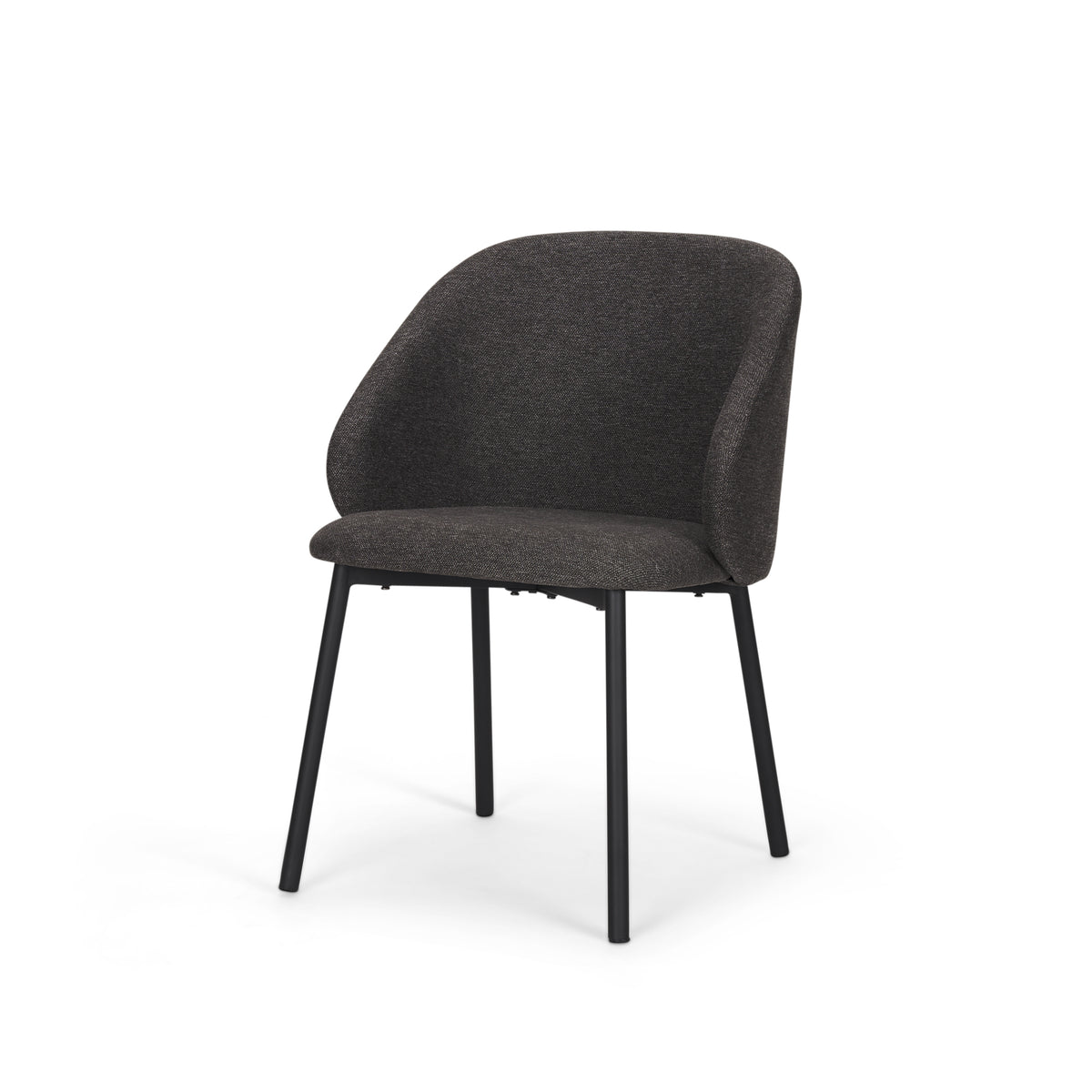 Shannon Contoured Back Dining Side Chair | Gray Fabric w/ Metal-Dining Chairs-DECOROLALA