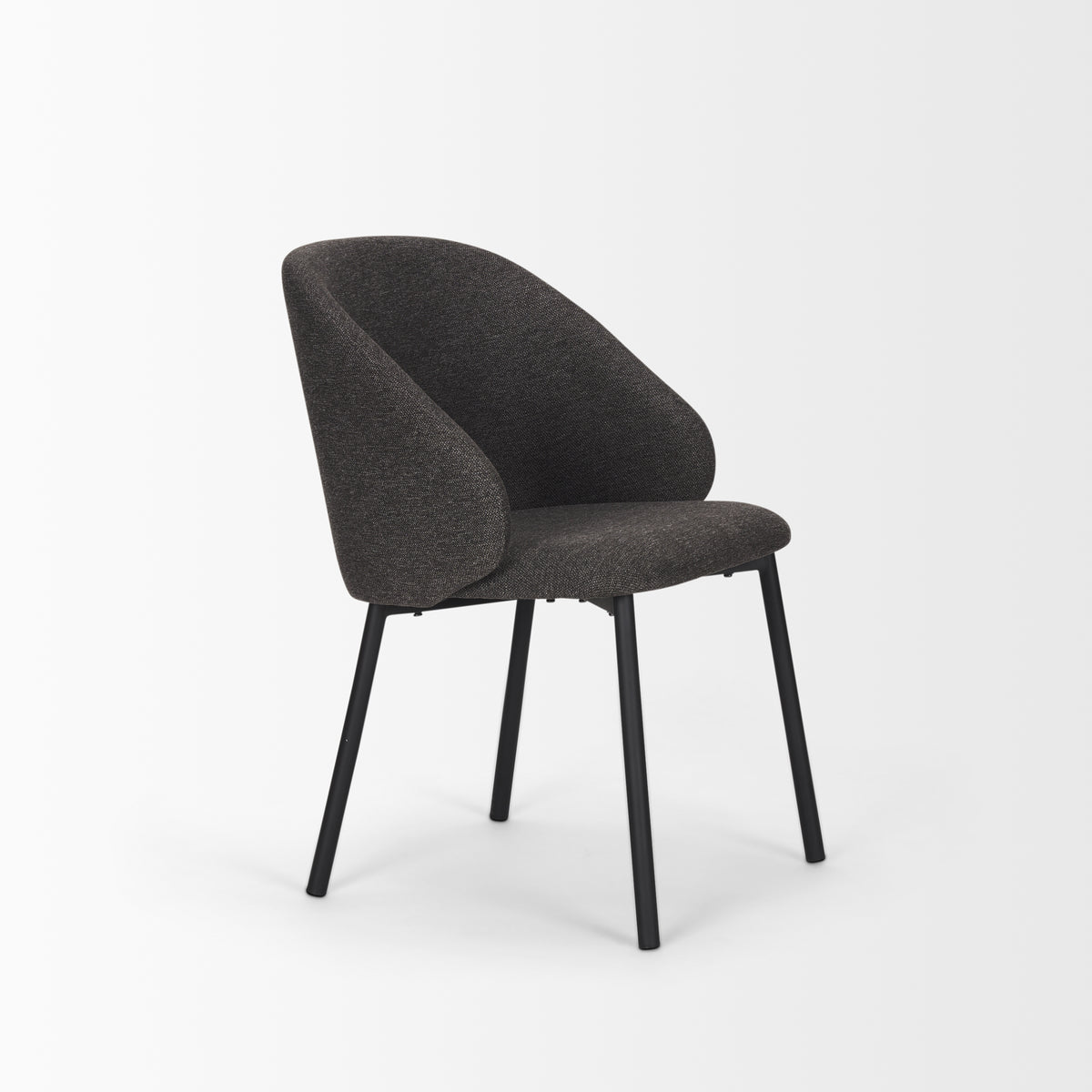 Shannon Contoured Back Dining Side Chair | Gray Fabric w/ Metal-Dining Chairs-DECOROLALA