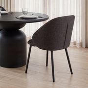 Shannon Contoured Back Dining Side Chair | Gray Fabric w/ Metal-Dining Chairs-DECOROLALA