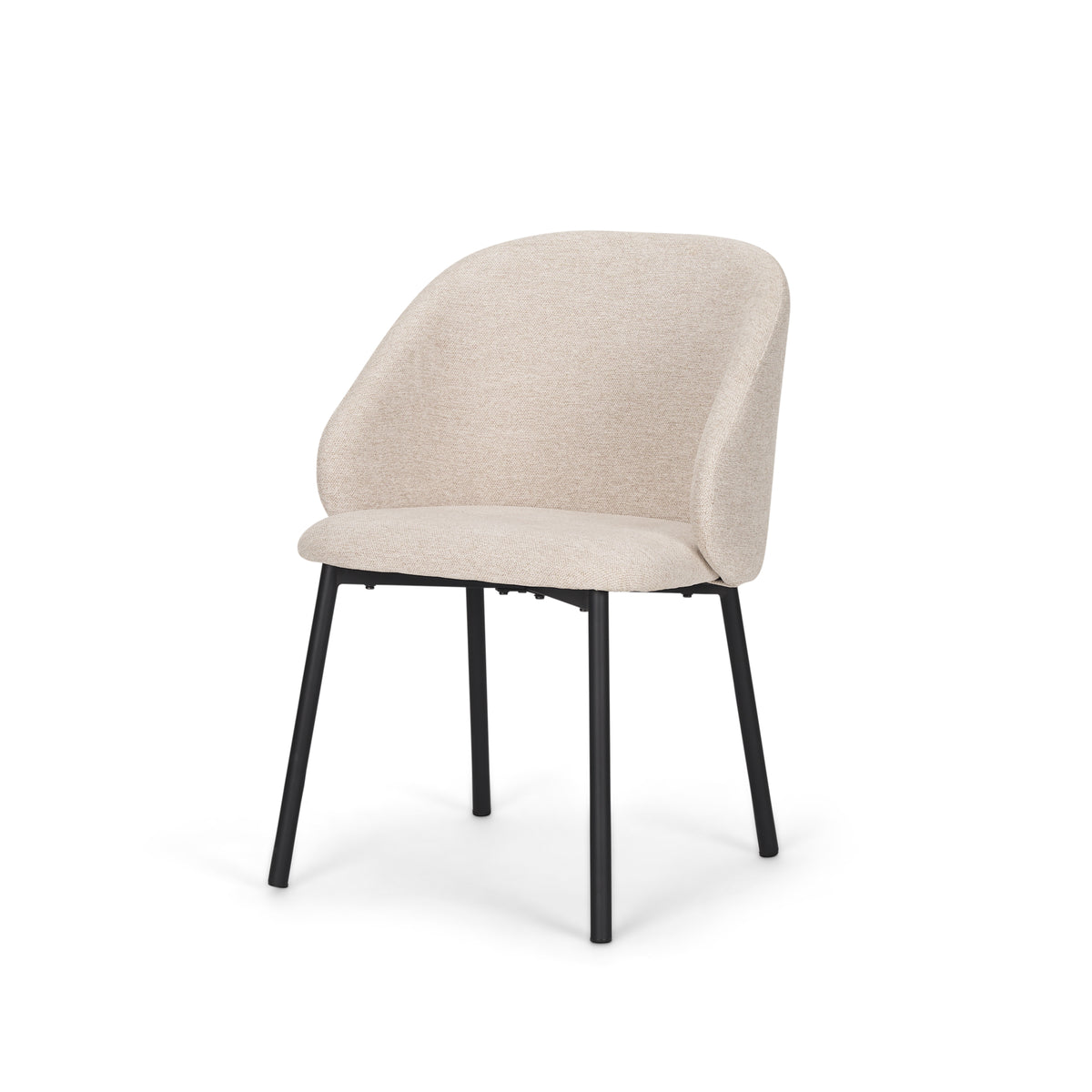 Shannon Contoured Back Dining Side Chair | Oatmeal Fabric w/ Metal-Dining Chairs-DECOROLALA