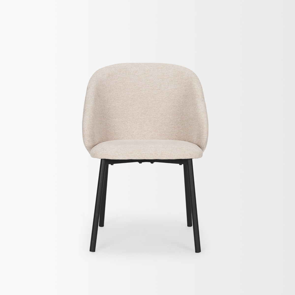 Shannon Contoured Back Dining Side Chair | Oatmeal Fabric w/ Metal-Dining Chairs-DECOROLALA