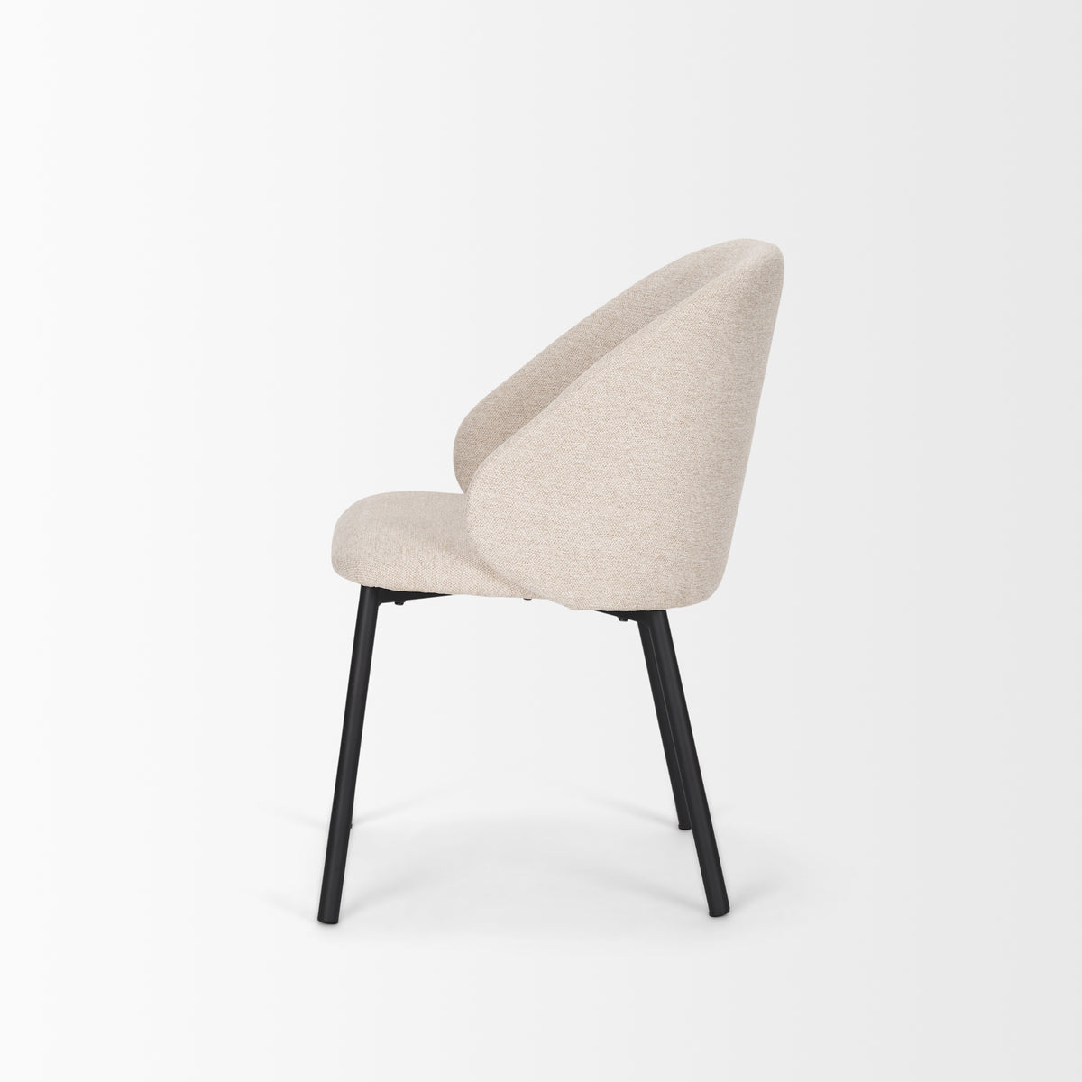 Shannon Contoured Back Dining Side Chair | Oatmeal Fabric w/ Metal-Dining Chairs-DECOROLALA