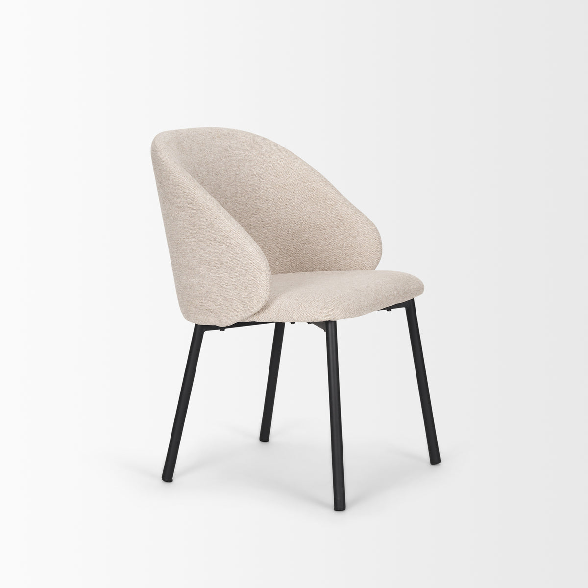 Shannon Contoured Back Dining Side Chair | Oatmeal Fabric w/ Metal-Dining Chairs-DECOROLALA