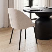 Shannon Contoured Back Dining Side Chair | Oatmeal Fabric w/ Metal-Dining Chairs-DECOROLALA
