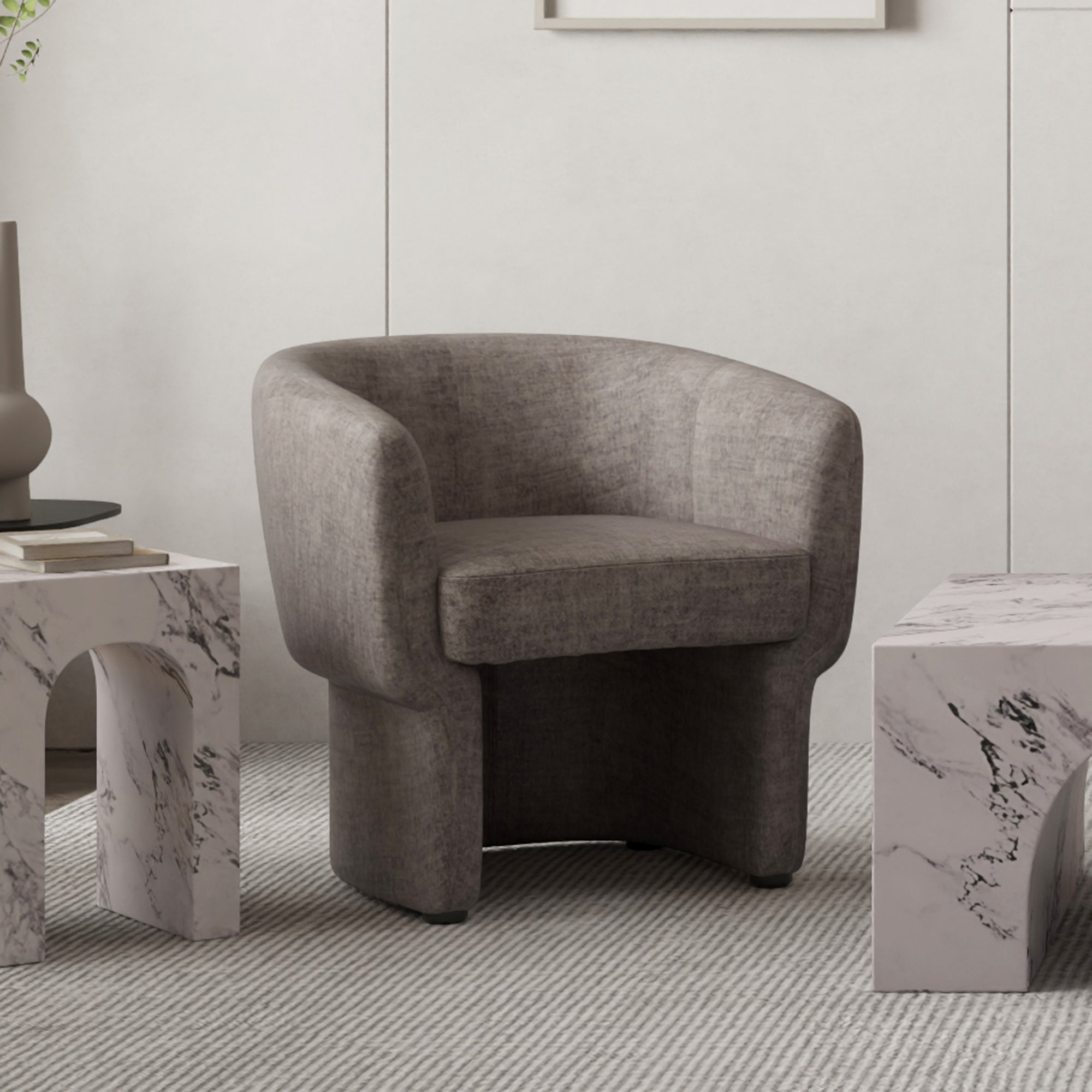 Sheri Accent Chair - Dark Taupe Velvet Oversized Armchair-DECOROLALA