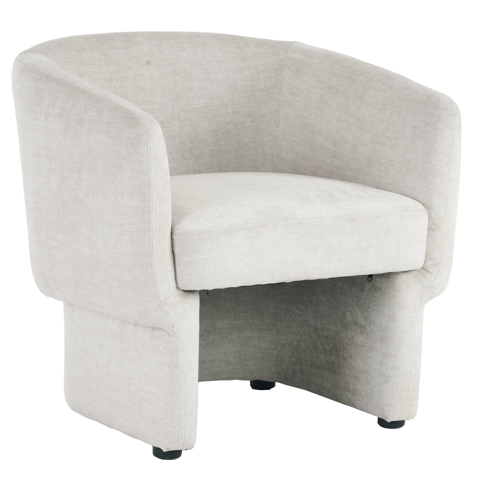 Sheri Oversized Accent Chair - Beige Velvet Round Armchair-DECOROLALA
