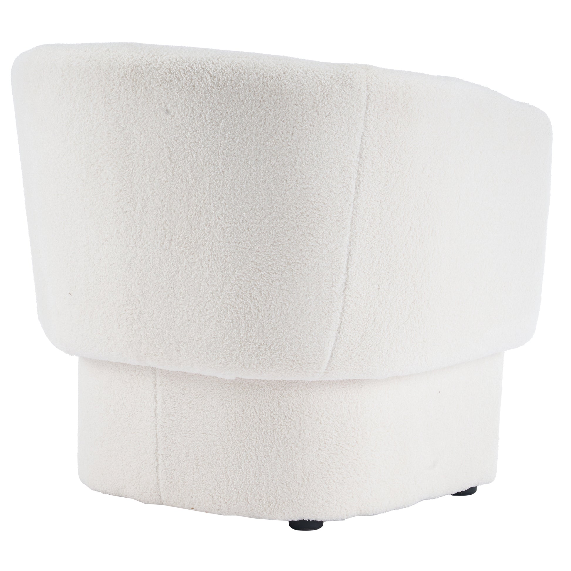 Sheri White Boucle Accent Chair - Round Oversized Armchair-DECOROLALA