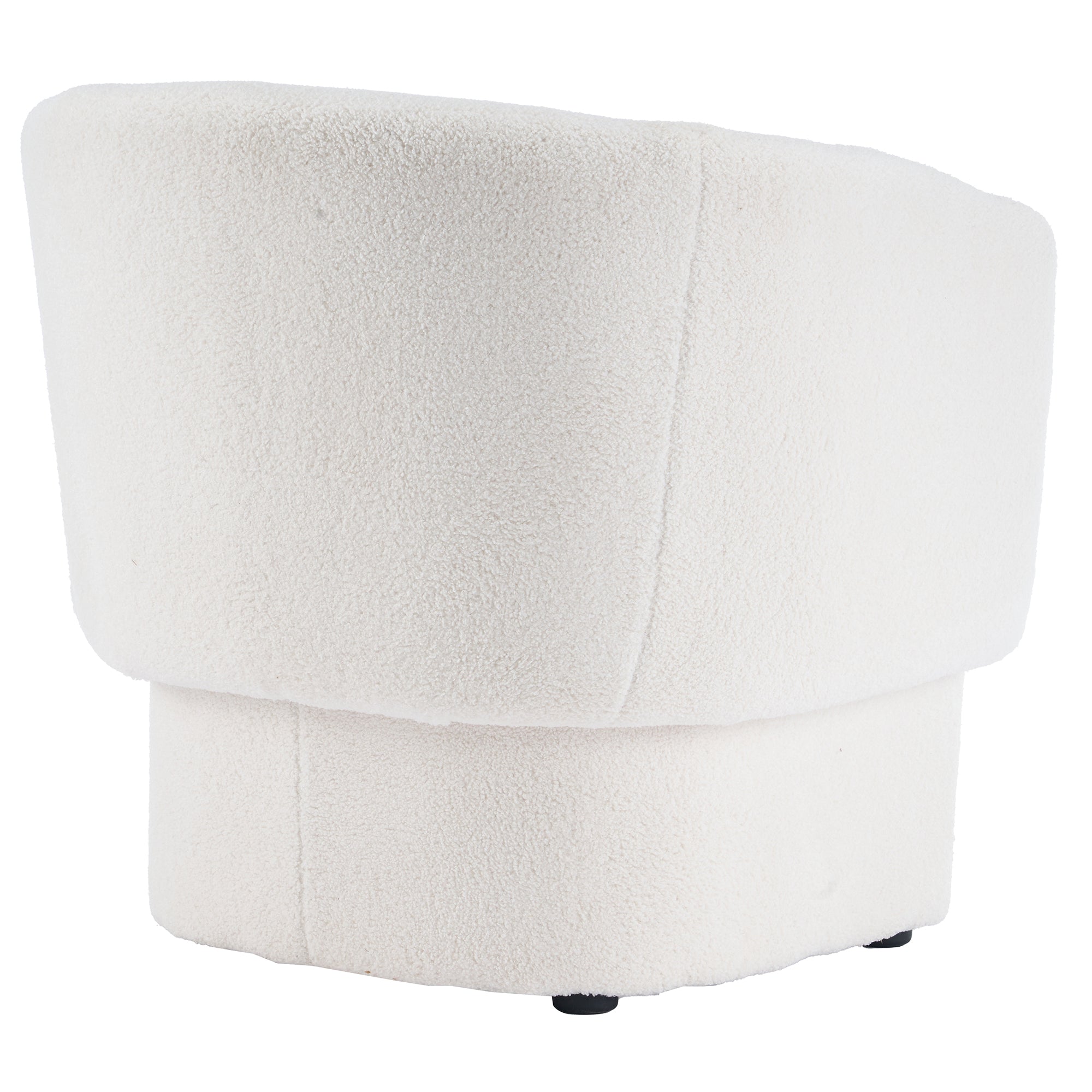 Sheri White Boucle Accent Chair - Round Oversized Armchair-DECOROLALA