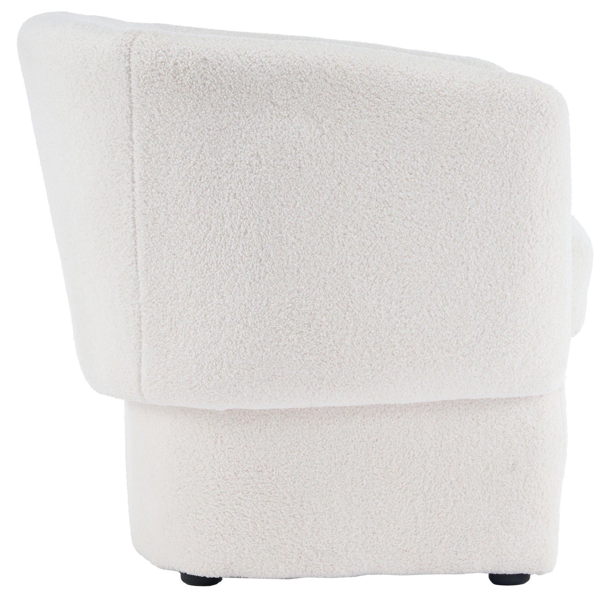 Sheri White Boucle Accent Chair - Round Oversized Armchair-DECOROLALA