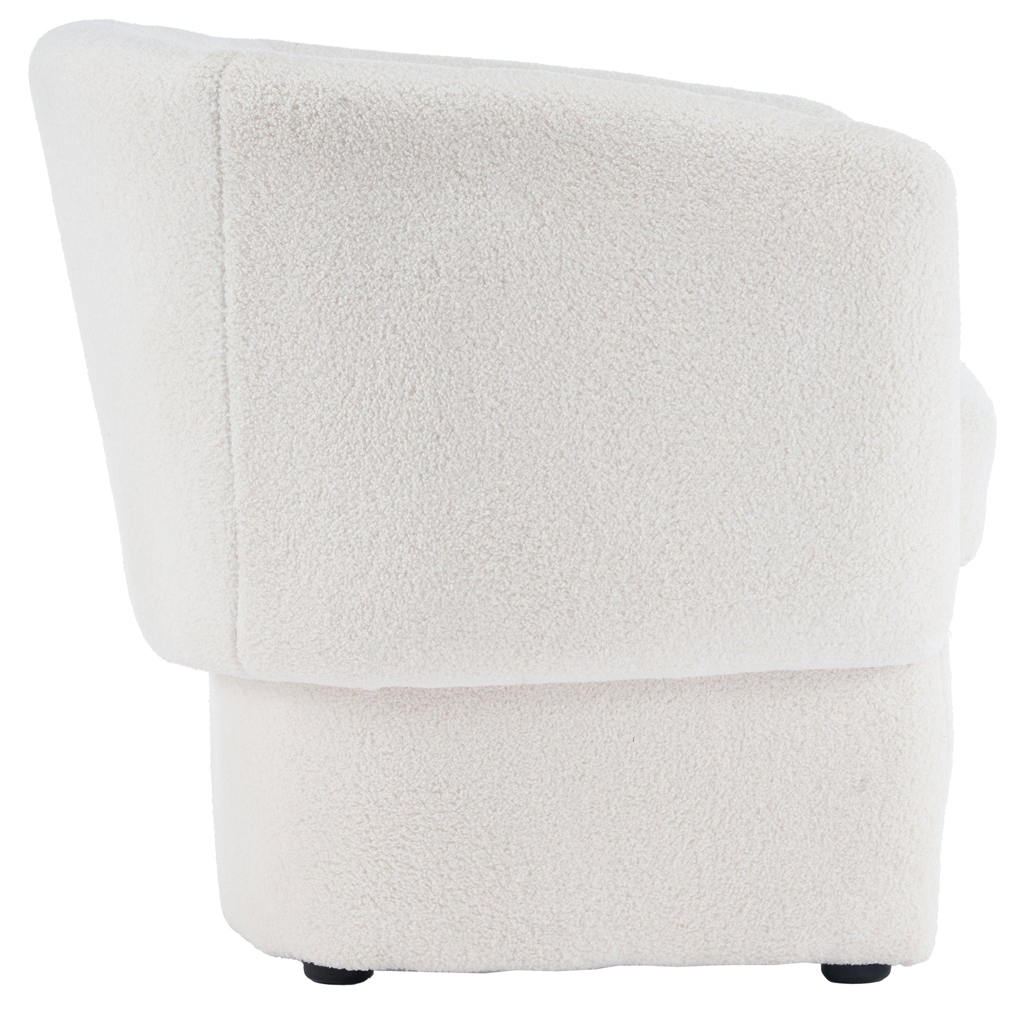 Sheri White Boucle Accent Chair - Round Oversized Armchair-DECOROLALA
