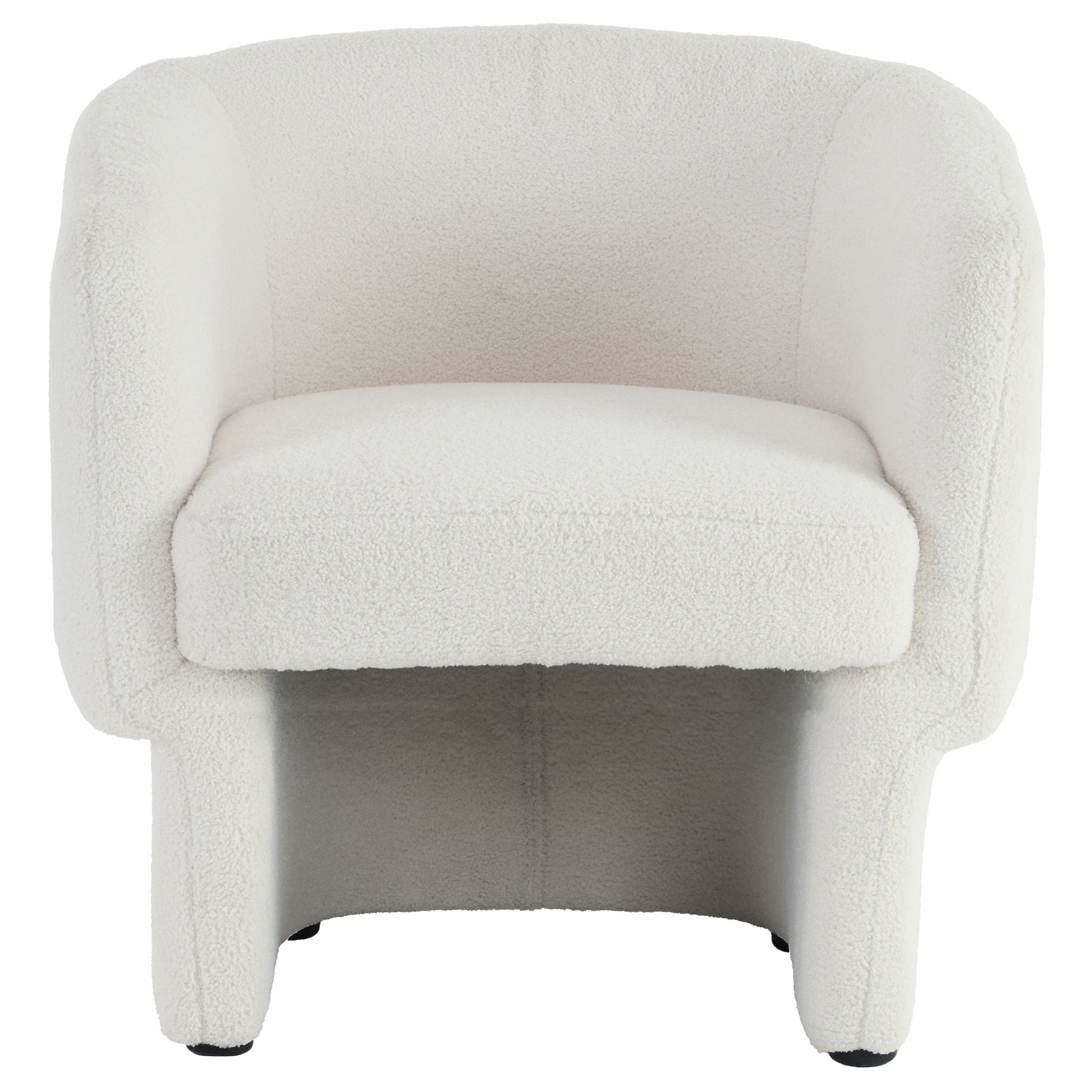 Sheri White Boucle Accent Chair - Round Oversized Armchair-DECOROLALA