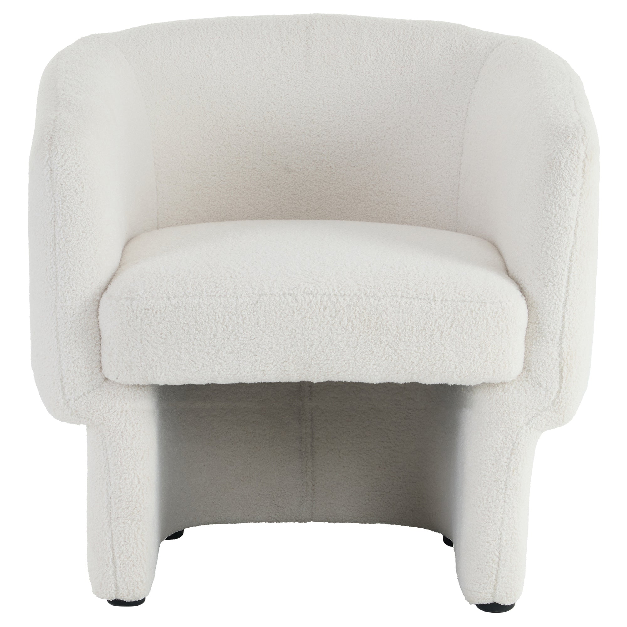 Sheri White Boucle Accent Chair - Round Oversized Armchair-DECOROLALA