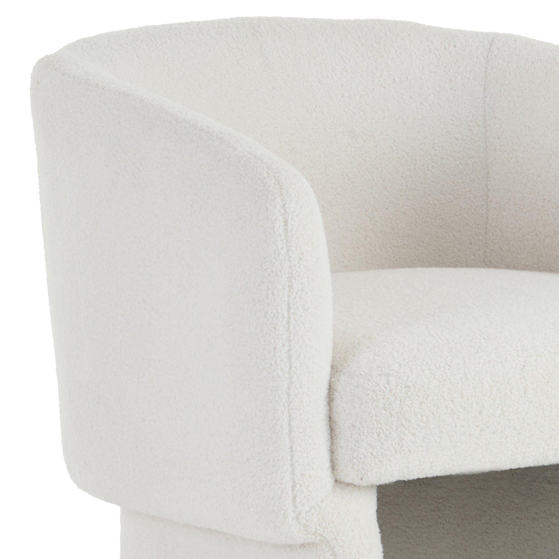 Sheri White Boucle Accent Chair - Round Oversized Armchair-DECOROLALA