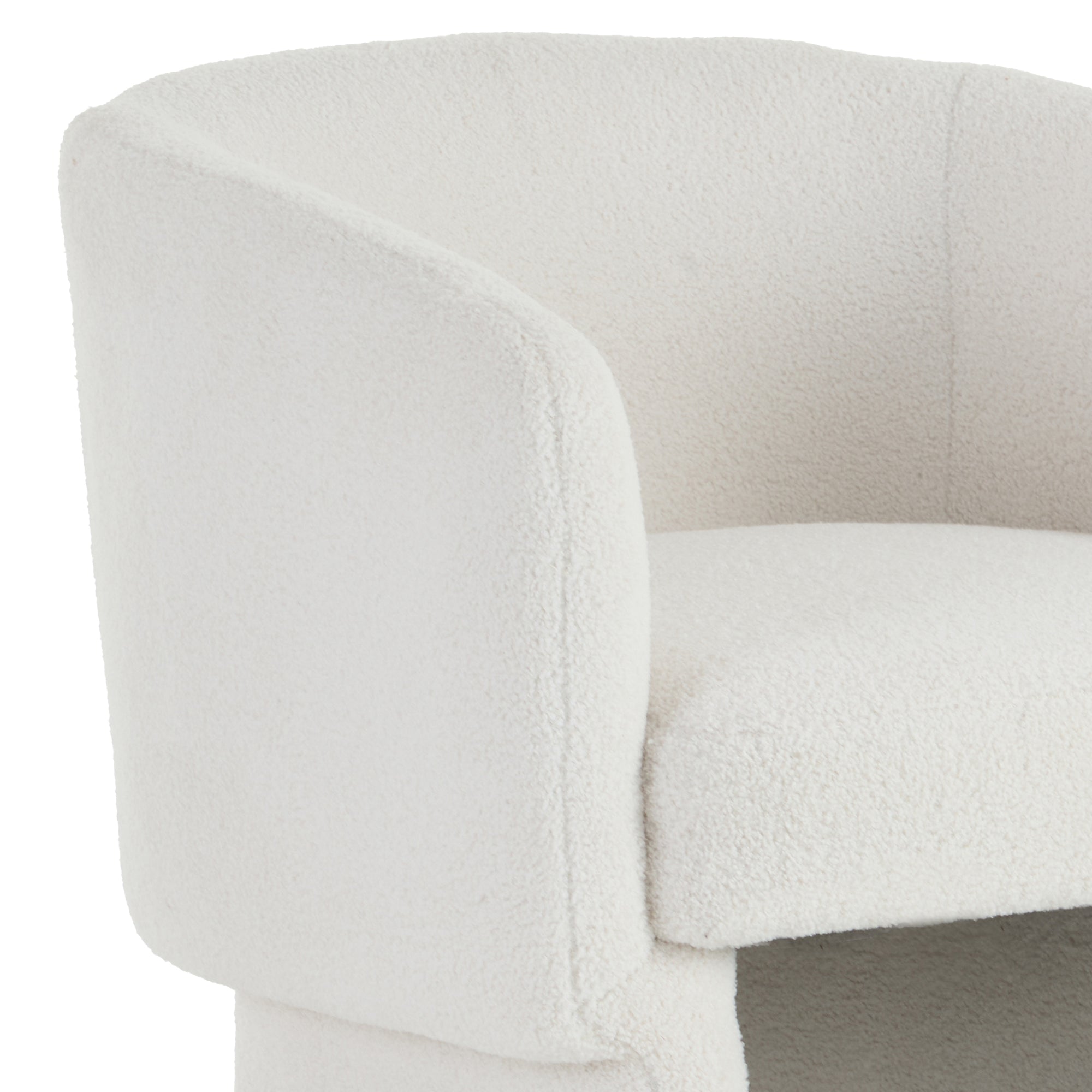 Sheri White Boucle Accent Chair - Round Oversized Armchair-DECOROLALA