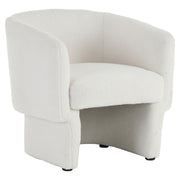 Sheri White Boucle Accent Chair - Round Oversized Armchair-DECOROLALA