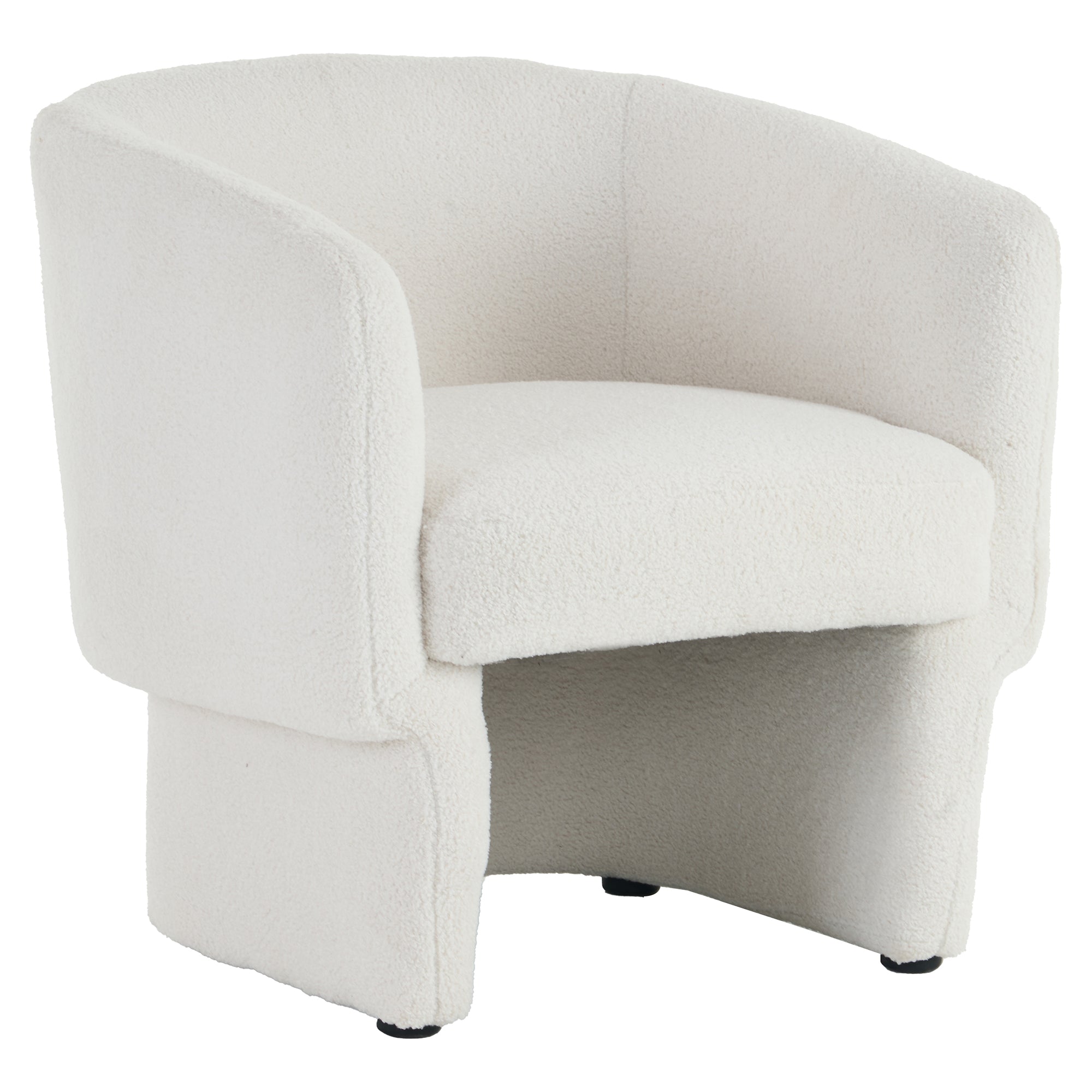 Sheri White Boucle Accent Chair - Round Oversized Armchair-DECOROLALA