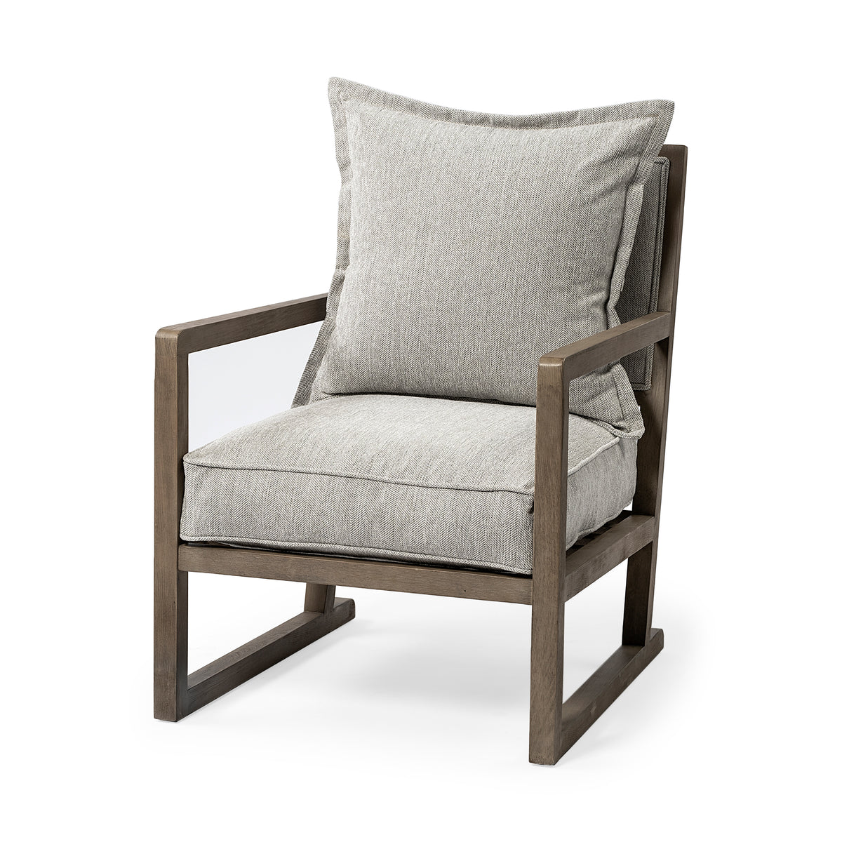Sherlock Frost Gray Wood Frame Accent Chair-Accent Chairs-DECOROLALA