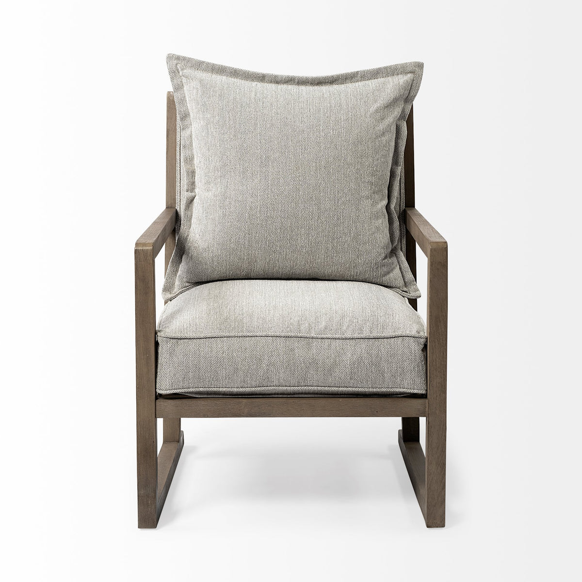 Sherlock Frost Gray Wood Frame Accent Chair-Accent Chairs-DECOROLALA