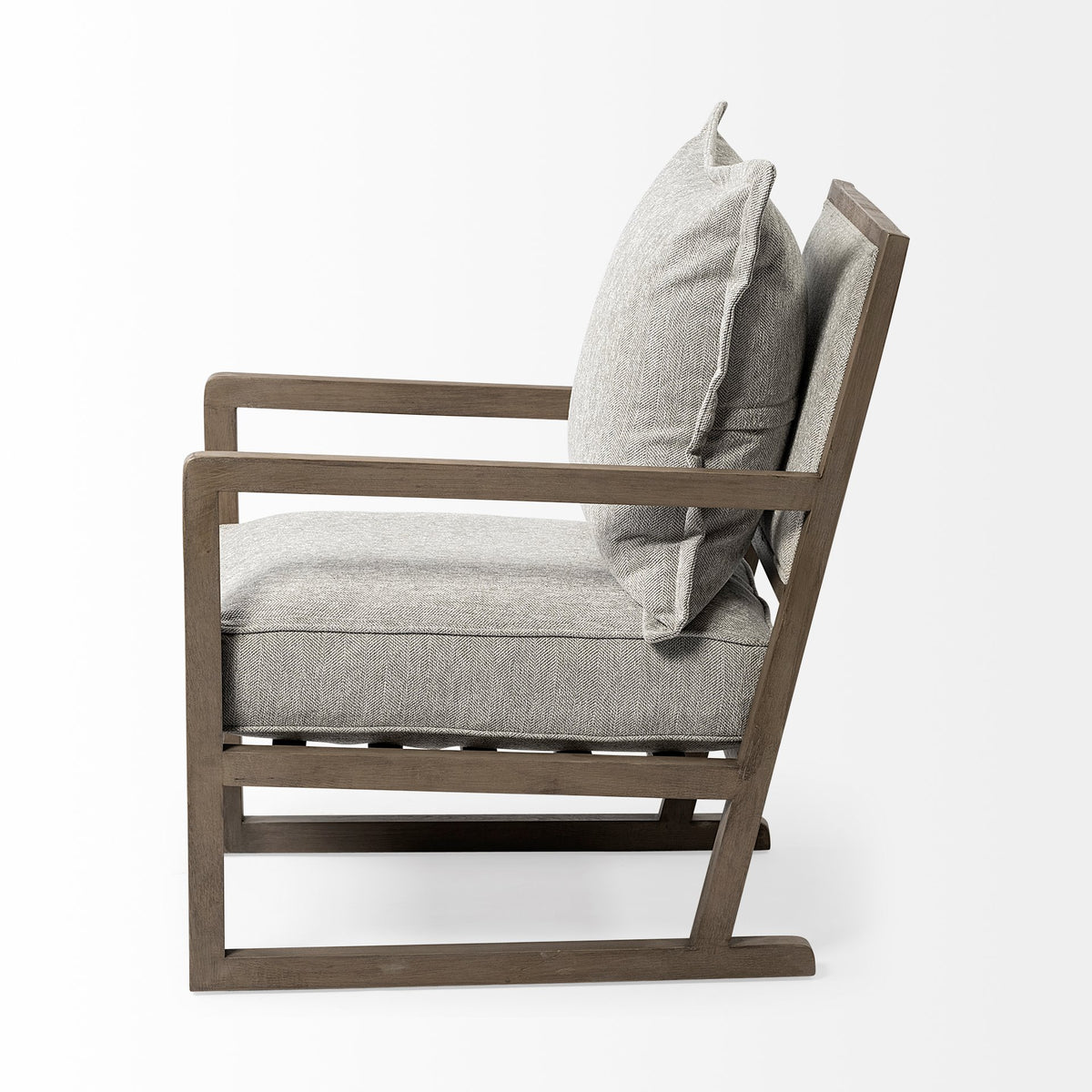 Sherlock Frost Gray Wood Frame Accent Chair-Accent Chairs-DECOROLALA