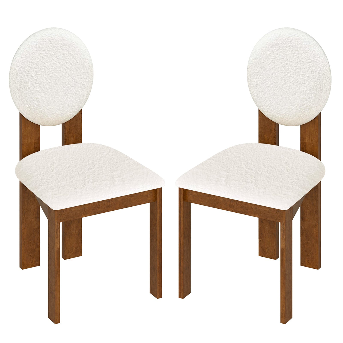 Sherpa Dining Chairs Set of 2 with Rubber Wood Legs for Living Room Restaurant-White-Dining Chairs-DECOROLALA